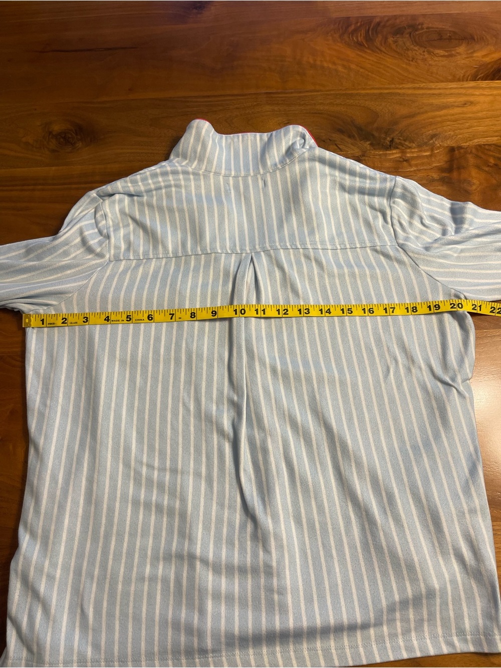 P.J. Salvage Light Blue and White Striped Pajama Set with Red Trim - Picture 9 of 15